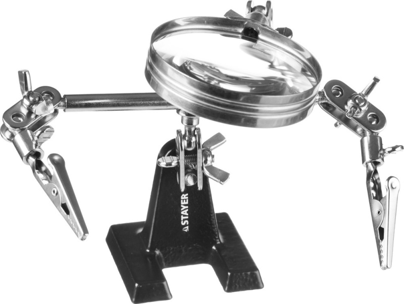 Штатив STAYER "MASTER" для фиксации электронной платы, c увеличительной линзой 55339