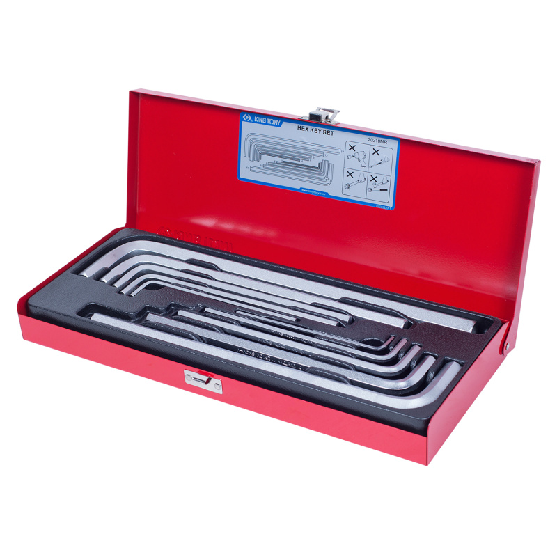 KING TONY Набор Г-образных шестигранников экстра длинных 3-17 мм, кейс, 10 предметов  20210MR