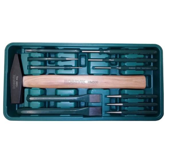 Набор инструмента ROSSVIK (молоток, зубила, выколотки), ложемент, 12 предметов LST012